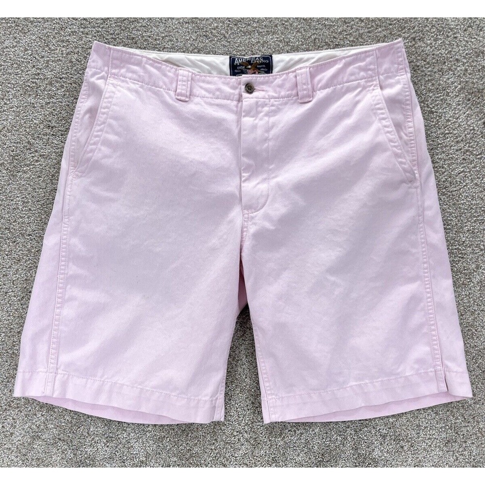 American Living Chino Short Mens 38x10 Pink Sand-Washed Cotton‎ Eagle Americana